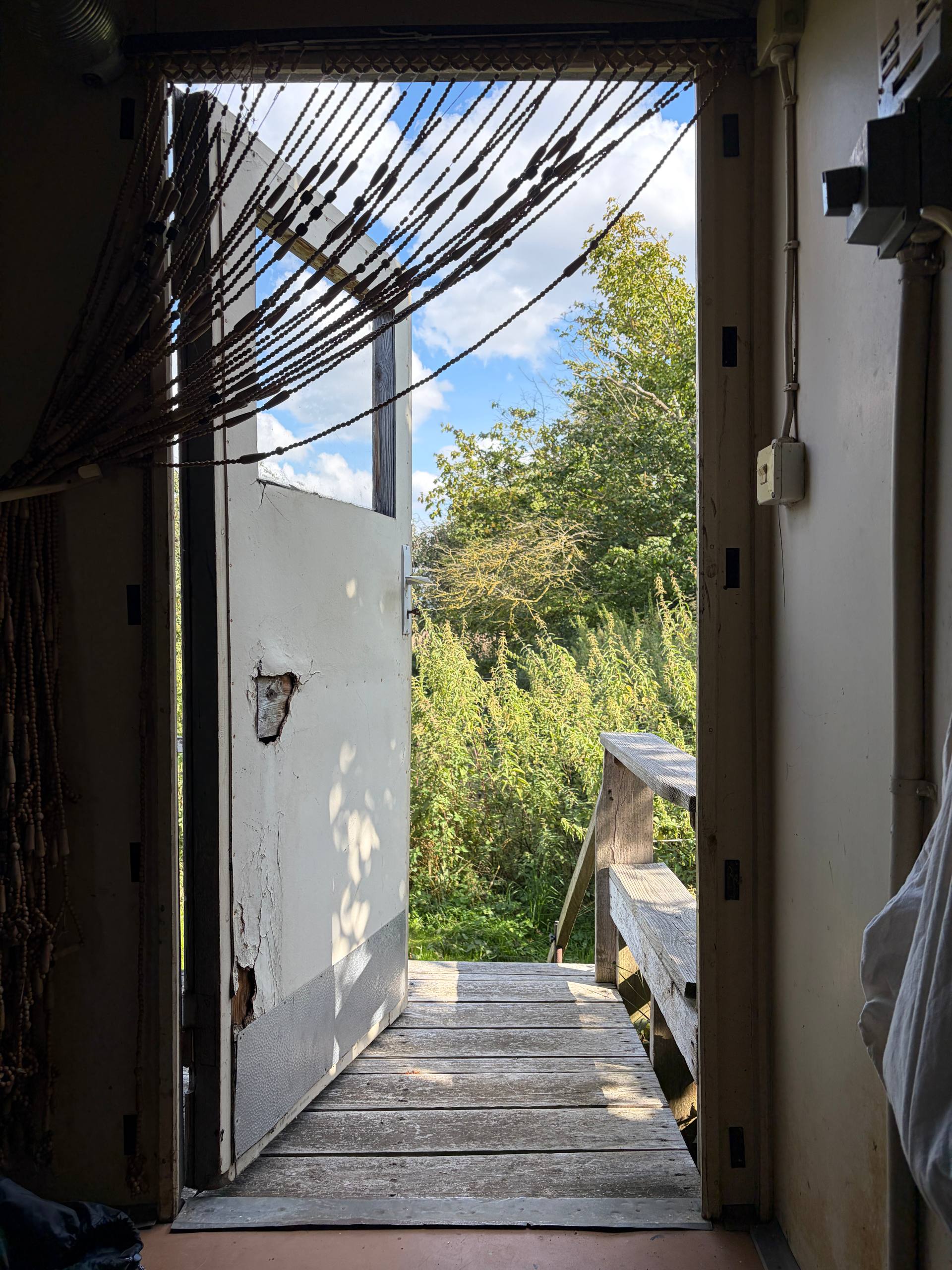 Blick aus einem Bauwagen